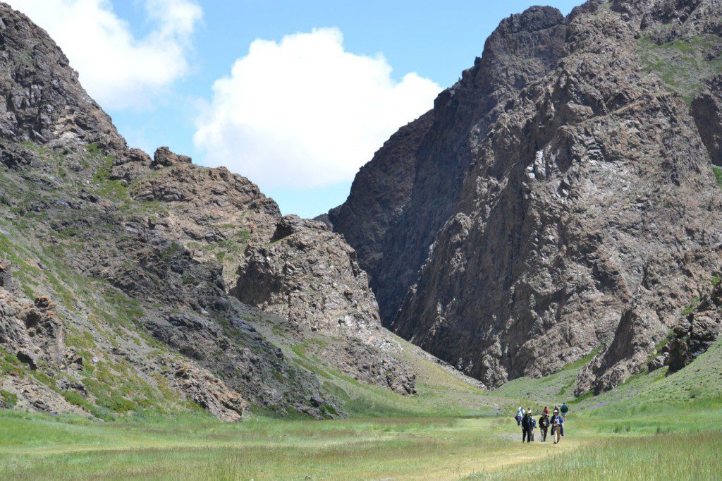 The green Yol Valley in the foothills of the Gobi Altai Mountains