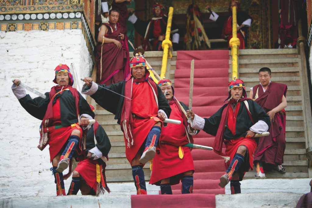 Performers at a Bhutanese festival