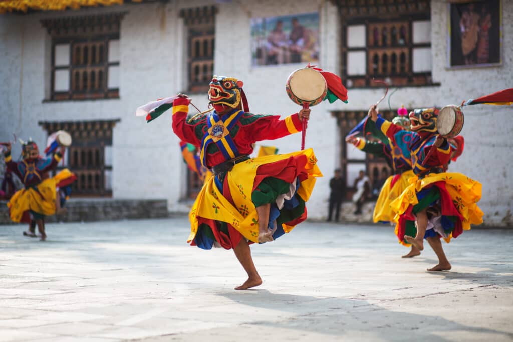 Traditional dance and colors in Mongar, Bhutan